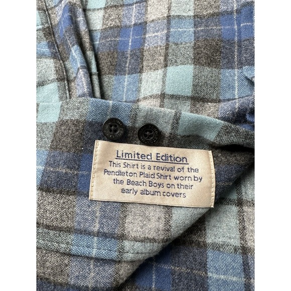 Mens Pendleton Board Shirt Blue Plaid Limited Edition Wool, Size XL - Picture 5 of 9